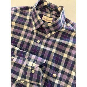 “Cotton Brothers” Plaid Shirt Mens Large Casual Button Down Long Sleeve Purple